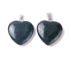 Natural Gemstone Charm Heart Indian Agate 33x24.5~26x6~8.5mm