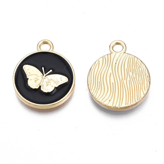 Charm Butterfly Black Gold Plated Nickel Free 18x15x2mm