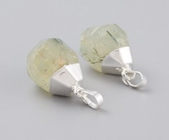 Natural Edelsteen Bedel 19~21x12~14x11~15mm Prehniet Zilver