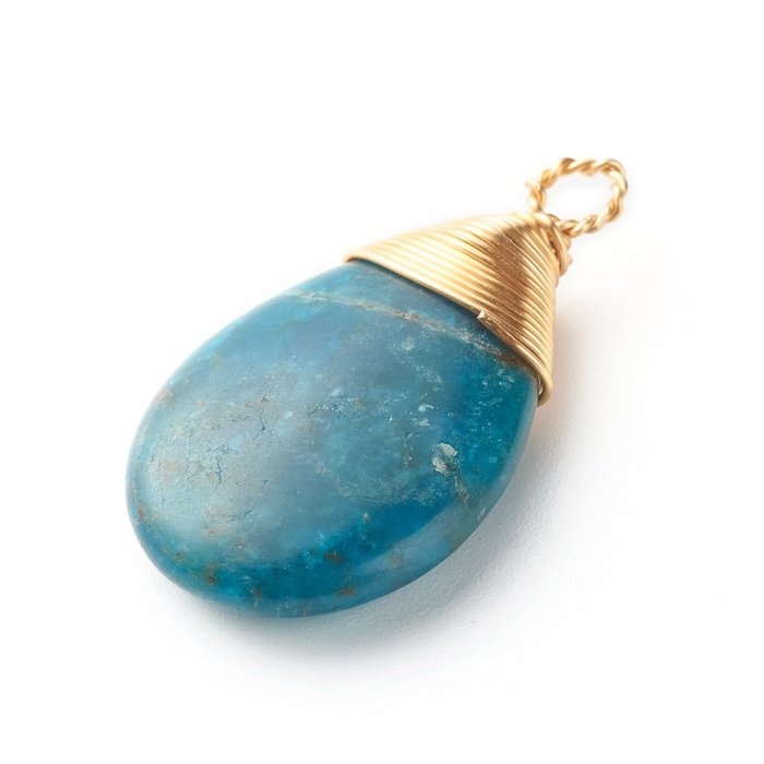 Natural Gemstone Drop Charm Apatite 31.5x17x6mm