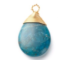 Natural Gemstone Drop Charm Apatite 31.5x17x6mm