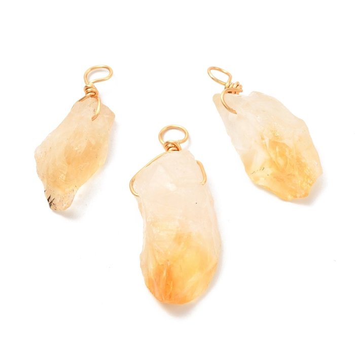 Natural Gemstone Nugget Charm Citrine 27.5~32x11~13x6.5~12mm
