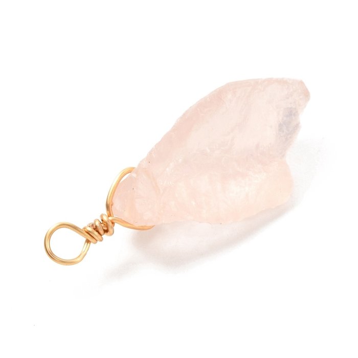 Natural Gemstone Nugget Charm Rose Quartz 24.5~32x7.5~13x7~10mm