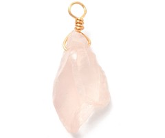 Natural Gemstone Nugget Charm Rose Quartz 24.5~32x7.5~13x7~10mm