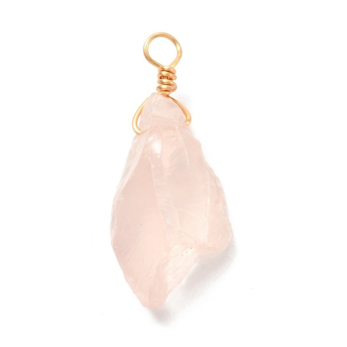 Natural Gemstone Nugget Charm Rose Quartz 24.5~32x7.5~13x7~10mm