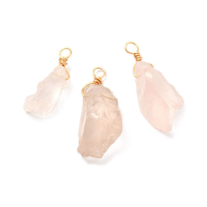 Natural Gemstone Nugget Charm Rose Quartz 24.5~32x7.5~13x7~10mm