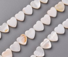 Natural Freshwater Shell Bead Heart 10.5x10.5x3mm, 31 pieces