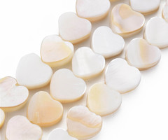 Natural Zoetwater Schelp Kraal Hartje 8x8~9x2.5mm, 45 stuks