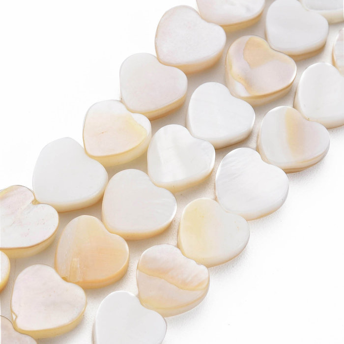 Natural Freshwater Shell Bead Heart 8x8~9x2.5mm, 45 pieces