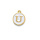 Initial Bedel Dubbelzijdig 14x12x2mm Wit met Gouden Letter U