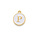 Initial Charm 14x12x2mm White with Golden Letter P