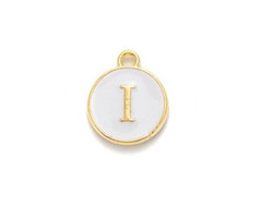 Initial Bedel Dubbelzijdig 14x12x2mm Wit met Gouden Letter I