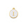 Initial Charm 14x12x2mm White with Golden Letter I
