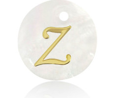 Initial Shell Charm Mother of Pearl White 15x2mm with Golden letter Z