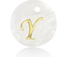 Initial Shell Charm Mother of Pearl White 15x2mm with Golden letter Y