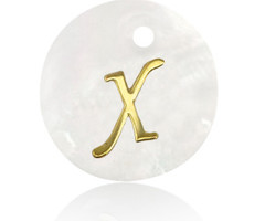 Initial Shell Charm Mother of Pearl White 15x2mm with Golden letter X
