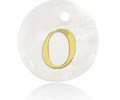 Initial Shell Charm Mother of Pearl White 15x2mm with Golden letter O