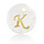 Initial Shell Charm Mother of Pearl White 15x2mm with Golden Letter K