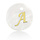 Initial Shell Charm Mother of Pearl White 15x2mm with Golden Letter A