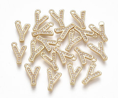 Initial Bedel met Zirkonia Steentjes 11x6.5mm Letter Y