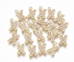 Initial Bedel met Zirkonia Steentjes 11x7mm Letter X