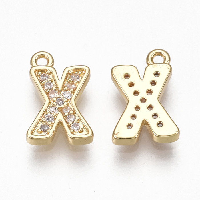 Initial Bedel met Zirkonia Steentjes 11x7mm Letter X