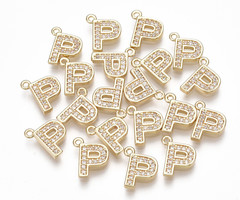 Initial Charm with Cubic Zirconia 10x8mm Letter P