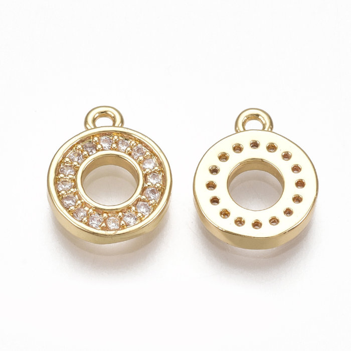 Initial Charm with Cubic Zirconia 10x8mm Letter O