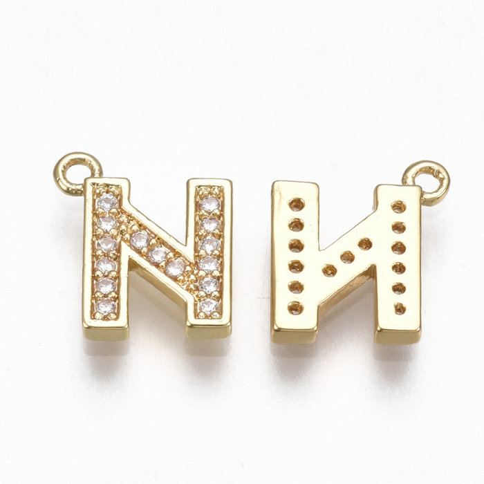 Initial Bedel met Zirkonia Steentjes 10x9mm Letter N
