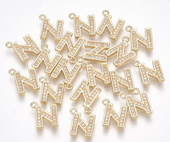 Initial Bedel met Zirkonia Steentjes 10x9mm Letter N