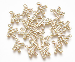 Initial Bedel met Zirkonia Steentjes 10x8.5mm Letter K