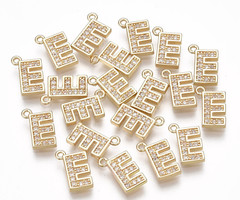 Initial Bedel met Zirkonia Steentjes 10x6.5mm Letter E