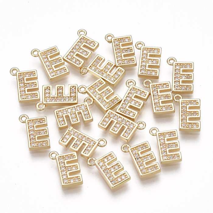 Initial Charm with Cubic Zirconia 10x6.5mm Letter E