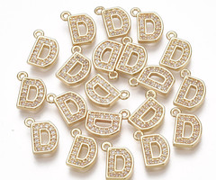 Initial Bedel met Zirkonia Steentjes 9.5x8mm Letter D