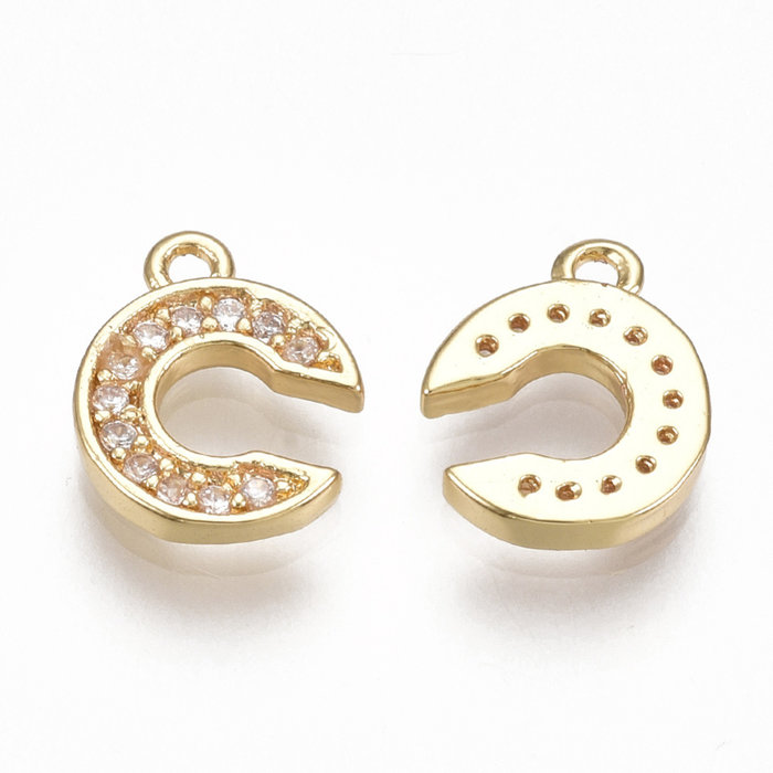 Initial Charm with Cubic Zirconia 10x8mm Letter C