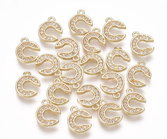 Initial Charm with Cubic Zirconia 10x8mm Letter C