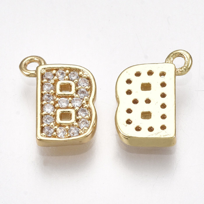 Initial Bedel met Zirkonia Steentjes 9.5x7mm Letter B