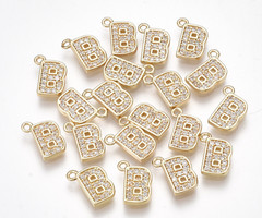 Initial Bedel met Zirkonia Steentjes 9.5x7mm Letter B