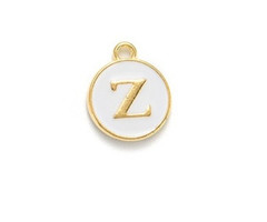 Initial Bedel Dubbelzijdig 14x12x2mm Wit met Gouden Letter Z