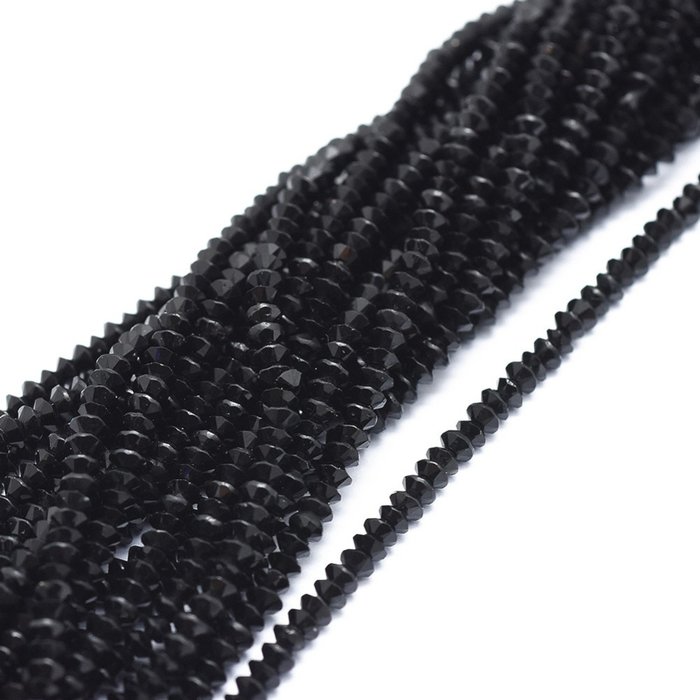 Natural Black Tourmaline Gemstone Faceted Beads 2~4x1.5mm, strand 87 pieces