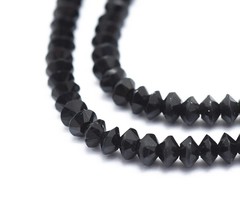 Natural Black Tourmaline Gemstone Faceted Beads 2~4x1.5mm, strand 87 pieces