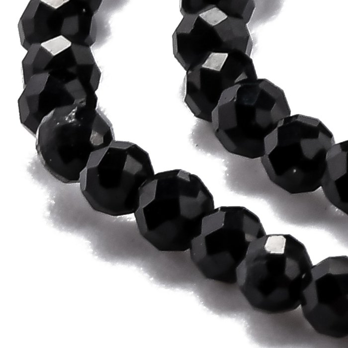 Natural Black Tourmaline Mini Gemstone Faceted Beads 2~3mm, strand