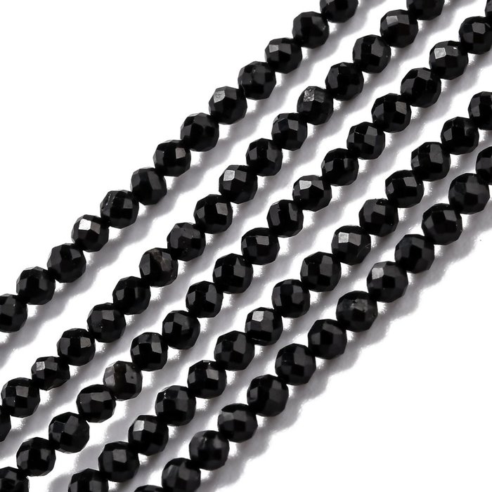 Natural Black Tourmaline Mini Gemstone Faceted Beads 2~3mm, strand