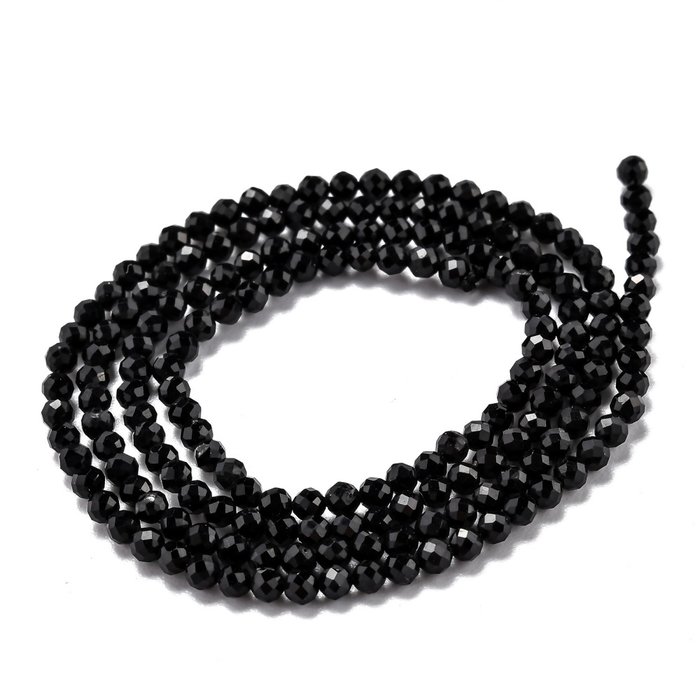 Natural Black Tourmaline Mini Gemstone Faceted Beads 2~3mm, strand