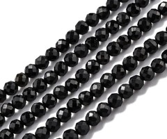 Natural Black Tourmaline Gemstone Faceted Beads 3~4mm, strand 120 pieces