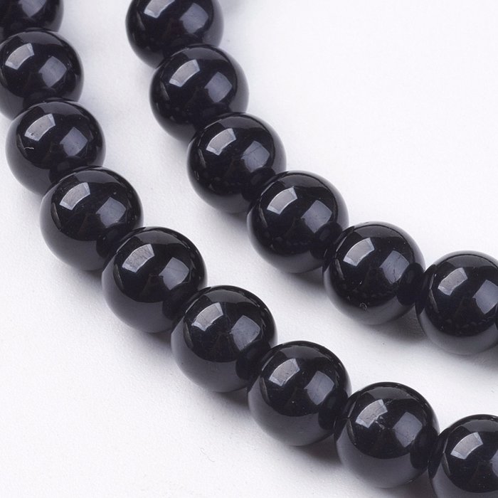 Natural Black Tourmaline Gemstone Beads 6mm, strand 61 pieces