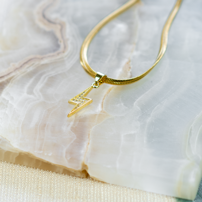 Luxe Brass Bedel Gold Plated met Zirkonia 20x8mm Bliksem