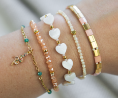 Bracelet set with Freshwater Pearl Heart Beads