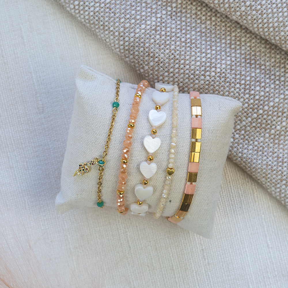 Nauwgezet Refrein Maak leven Armbanden Setje met Zoetwater Parel Hartjes Kralen - Beads & Basics