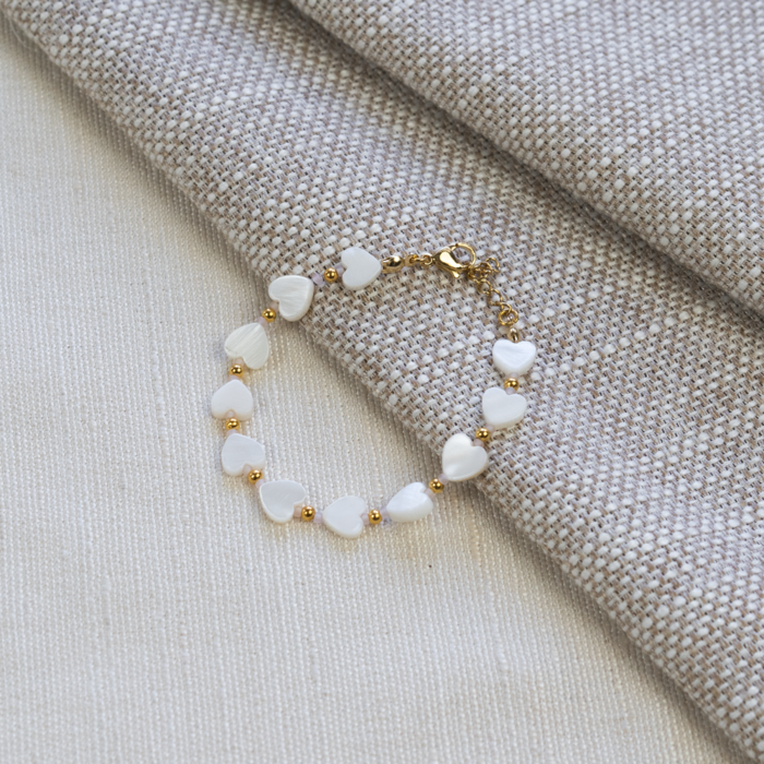 Natural Freshwater Shell Bead Heart 8x8~9x2.5mm, 45 pieces